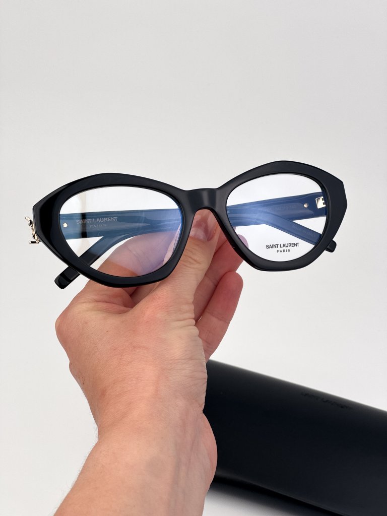 Saint Laurent Slm60opt 001 Monogram Eyeglasses Black Cat Eye Frames